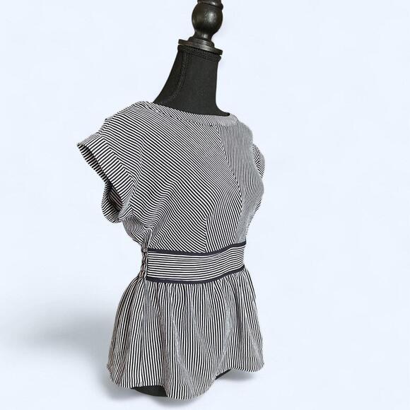 Monteau black and white striped babydolll top Size S - Picture 3 of 7